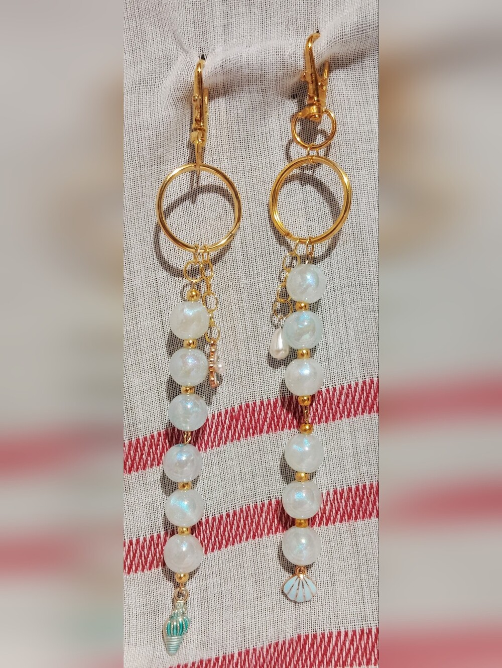 Handmade Dangly Keychain One Of A Kind. Blue Seashells Keychains Lot Of 2